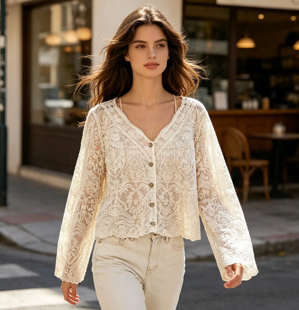 Vintage Crochet Knit Cardigan