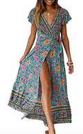 Bohemian Floral Print Maxi Dress