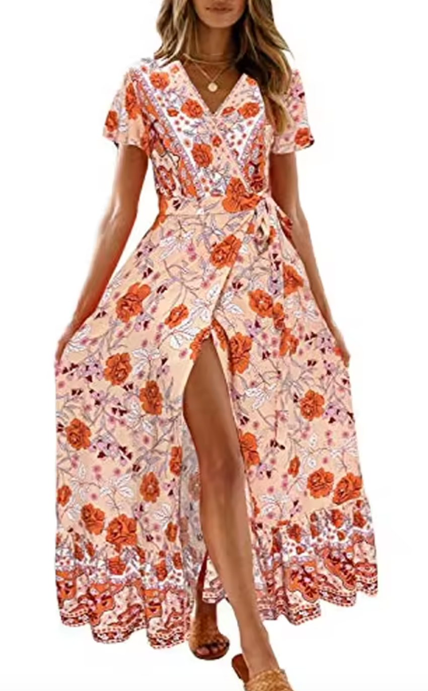 Bohemian Floral Print Maxi Dress