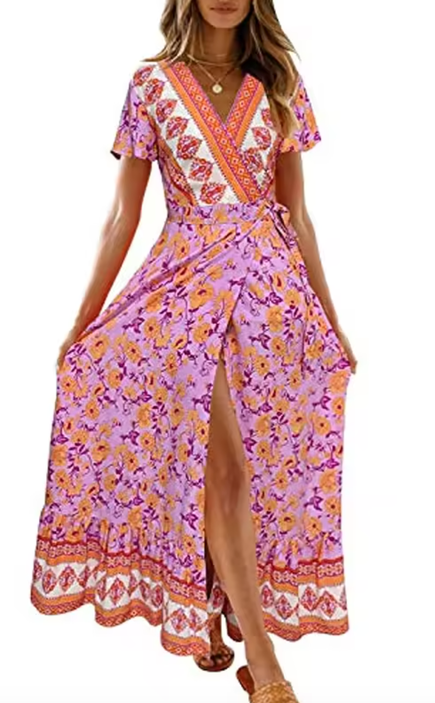Bohemian Floral Print Maxi Dress