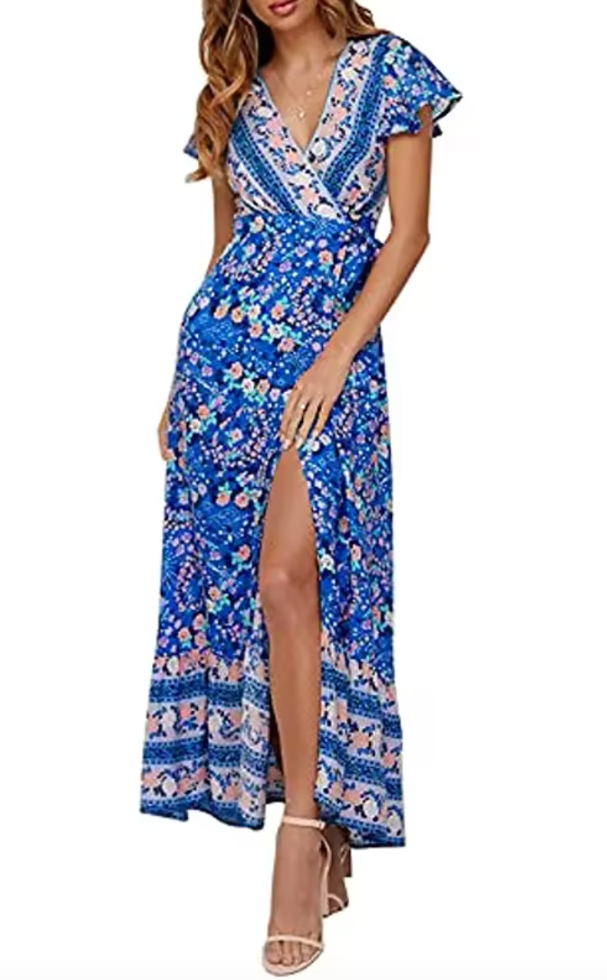 Bohemian Floral Print Maxi Dress