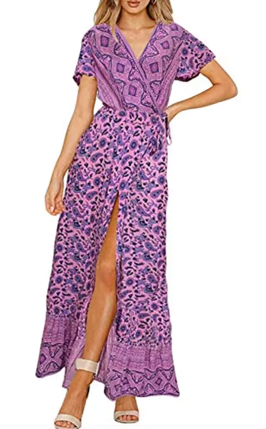 Bohemian Floral Print Maxi Dress