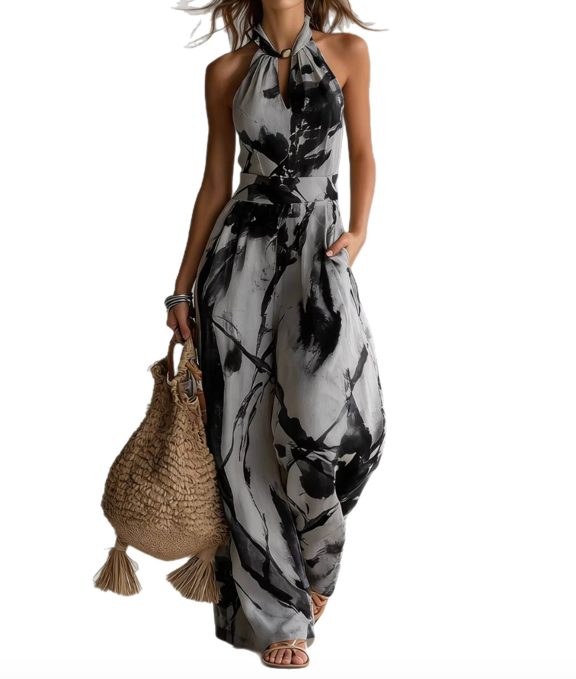 Halter Neck Printed Dress